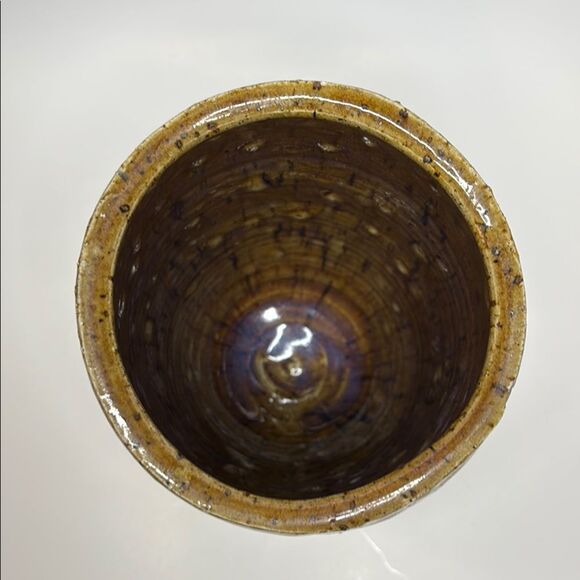 Rustic Brown Glazed Ceramic Vase with Tree Deco 7.5” tall 4.5” Opening - Picture 3 of 6